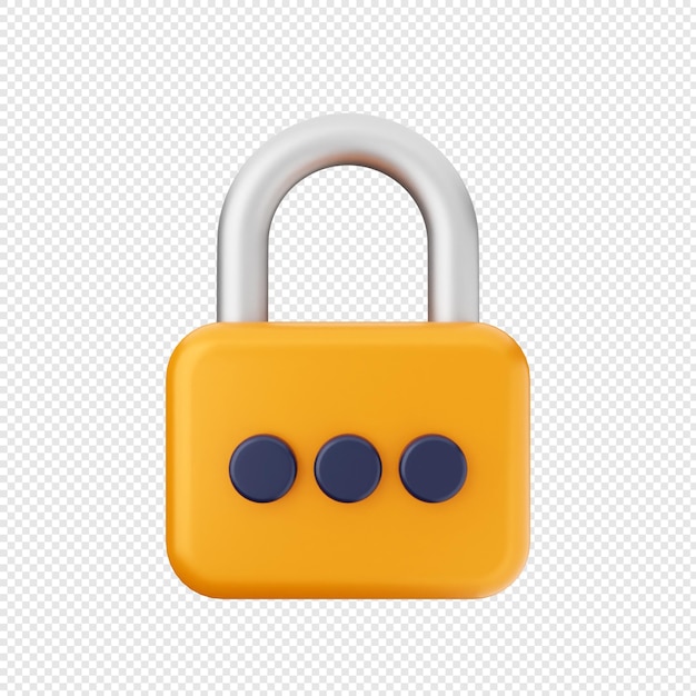 Ilustración de icono de seguridad de bloqueo de candado 3d