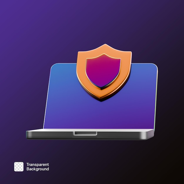 Ilustración de icono de seguridad cibernética 3D plantilla PNG