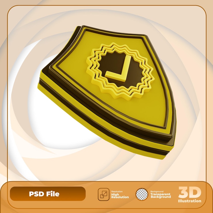 PSD ilustración de icono de seguridad verificada de renderizado 3d