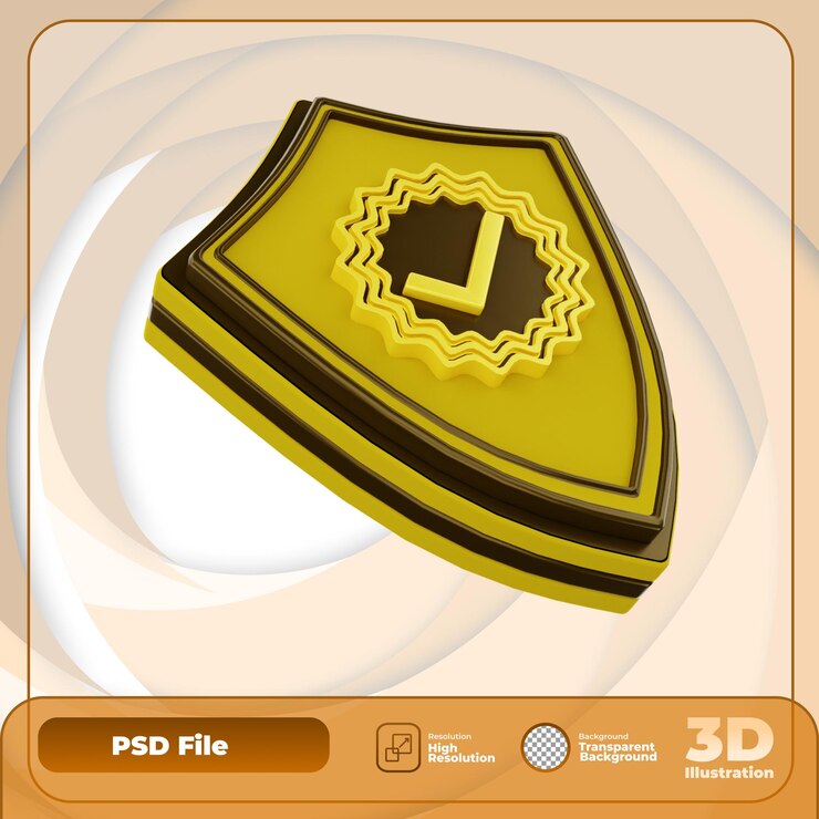 PSD ilustración de icono de seguridad verificada de renderizado 3d