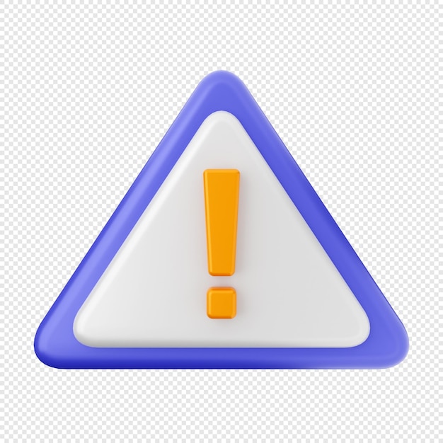 Ilustración del icono de la señal de alerta de advertencia 3D