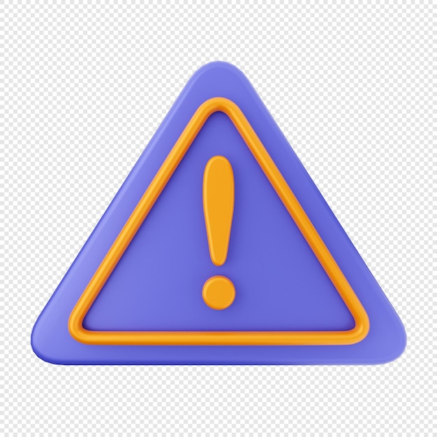 Ilustración del icono de la señal de alerta de advertencia 3D