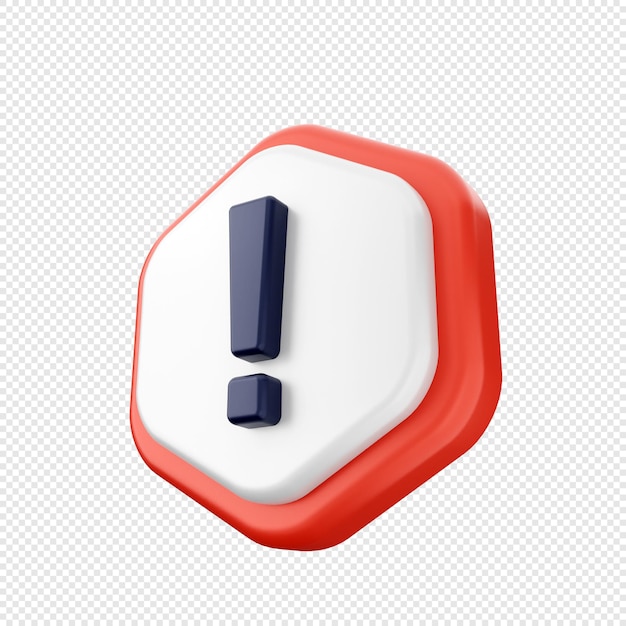 Ilustración del icono de la señal de alerta de advertencia 3D
