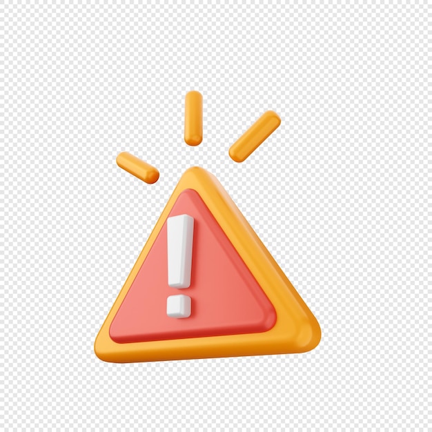 Ilustración del icono de la señal de alerta de advertencia 3D
