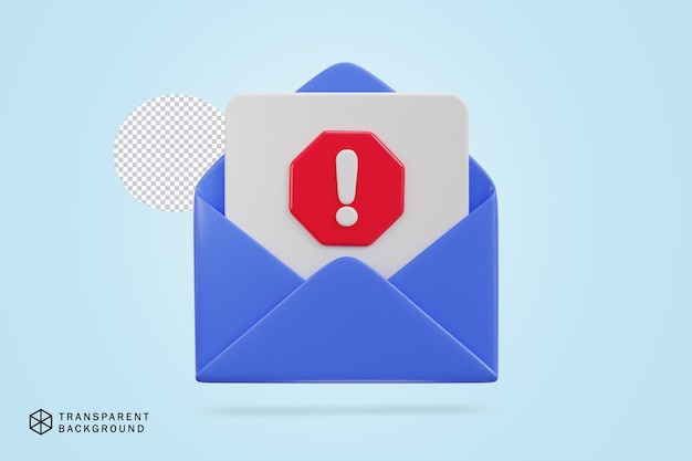 Ilustración del icono del sobre de correo electrónico no deseado 3d