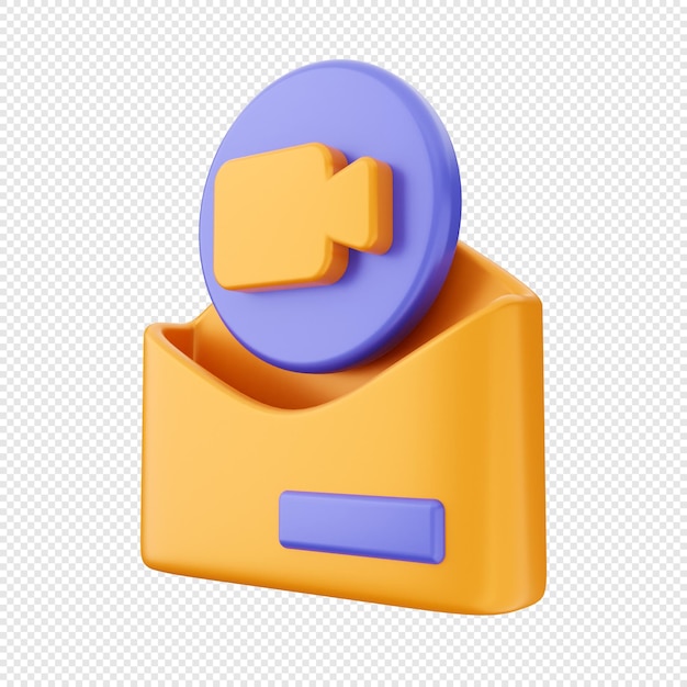 Ilustración del icono del sobre del mensaje de correo electrónico en 3D