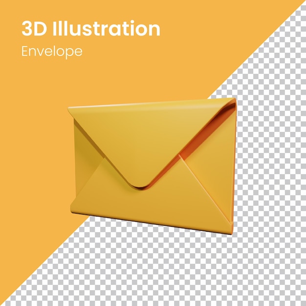 Ilustración de icono de sobre de procesamiento 3d psd