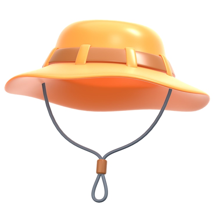 PSD ilustración del icono del sombrero de campamento marrón 3d de estilo low poly