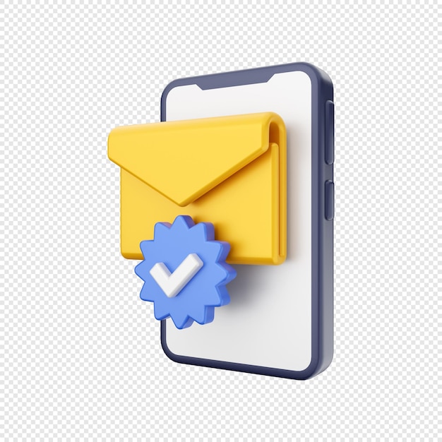 Ilustración de icono de teléfono inteligente 3d verificar correo de mensaje