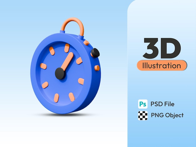 Ilustración del icono del temporizador del cronómetro PSD 3D