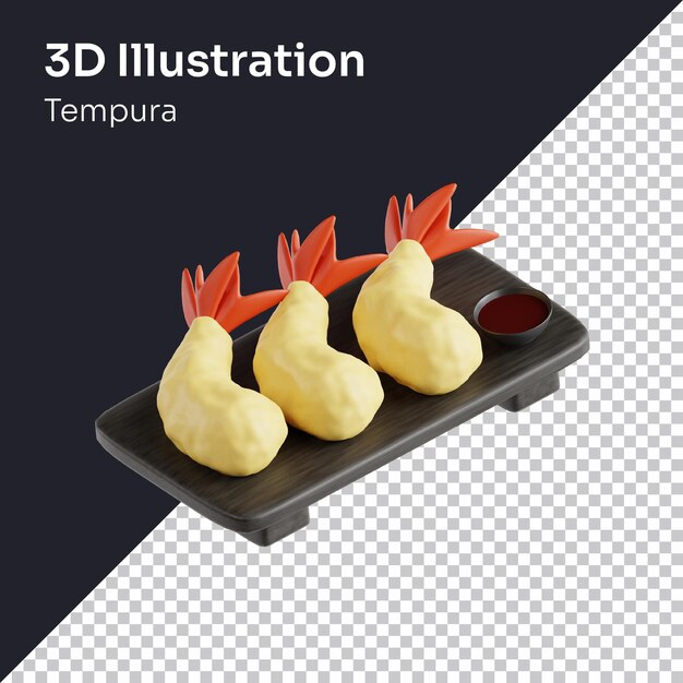 PSD ilustración de icono de tempura de procesamiento 3d psd