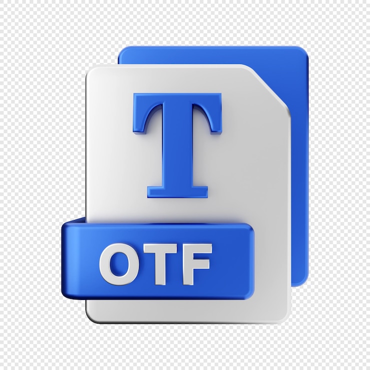PSD ilustración de icono de tipo otf de formato de archivo 3d