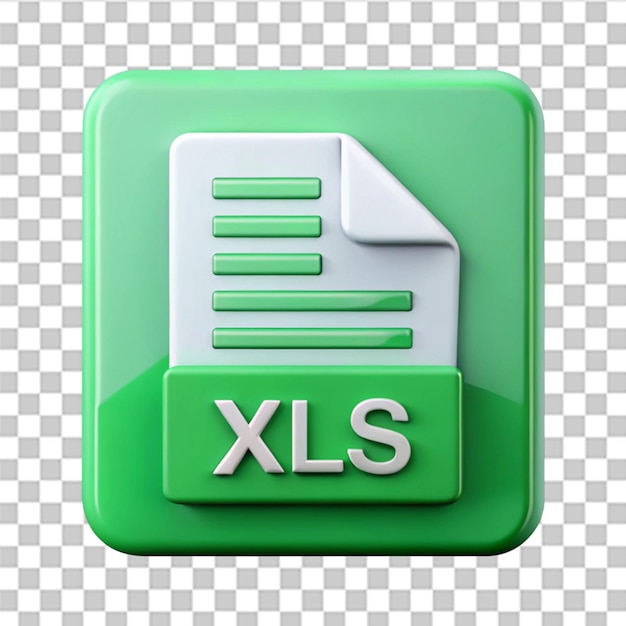 Ilustración de icono de tipo XLS en formato de archivo 3D aislado sobre un fondo transparente