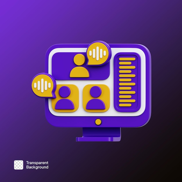 Ilustración de icono de trabajo remoto en 3D plantilla PNG