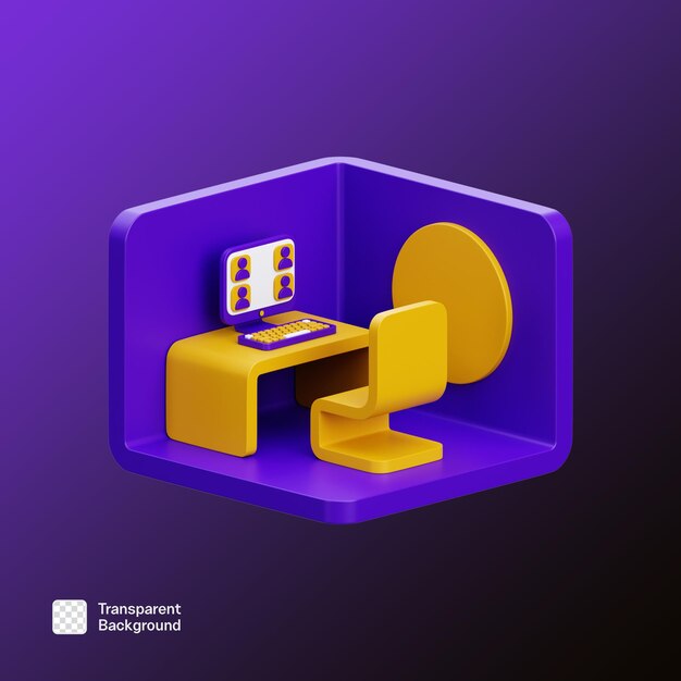 Ilustración de icono de trabajo remoto en 3D plantilla PNG