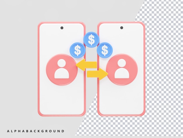 Ilustración del icono de transferencia de dinero en 3D