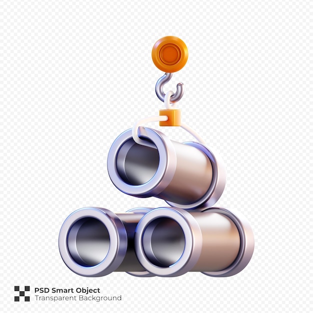 Ilustración de icono de tubería de construcción 3d aislado psd premium
