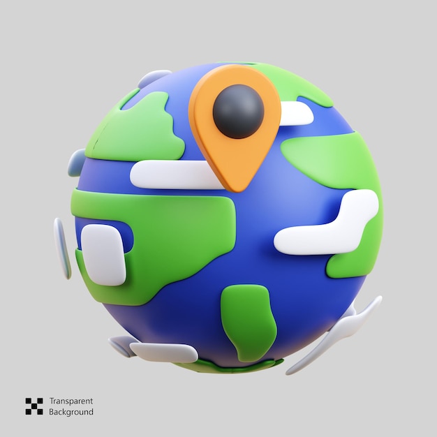 Ilustración de icono de ubicación global en 3D