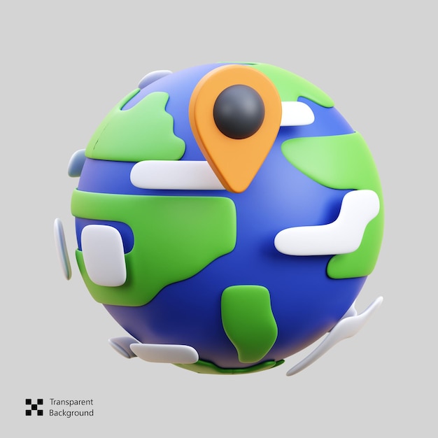 PSD ilustración de icono de ubicación global en 3d