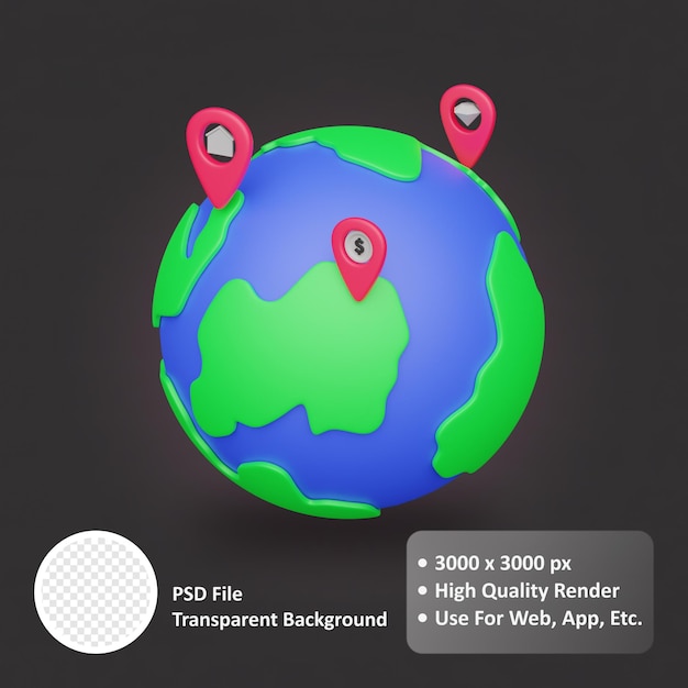 Ilustración de icono de vector de diseño de objeto realista 3d de marketing global