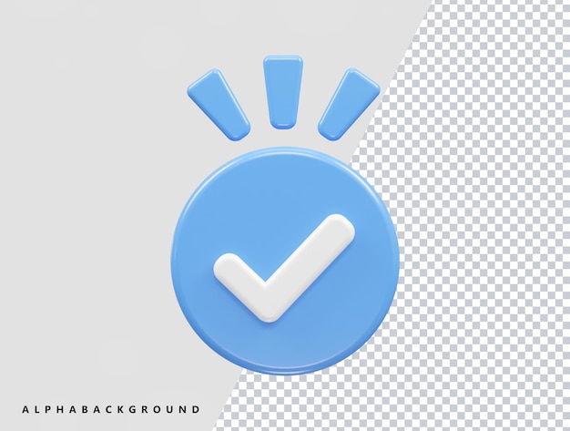 Ilustración de icono de vector de renderizado 3d verificado