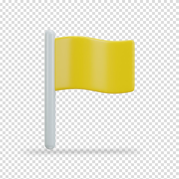Ilustración del icono vectorial 3D de la bandera amarilla en el palo