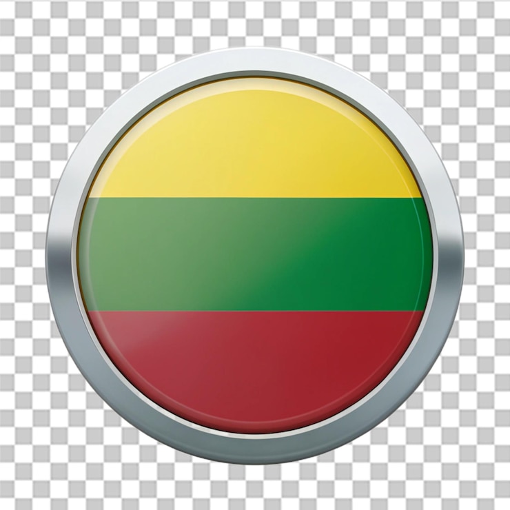 PSD ilustración del icono vectorial de la bandera redonda de lituania aislada sobre un fondo blanco
