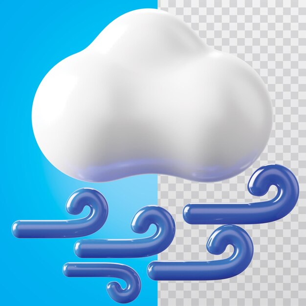 PSD ilustración del icono de viento en 3d