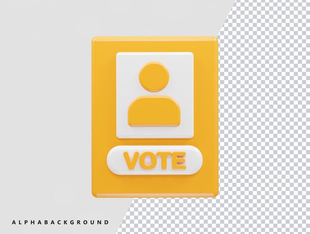 PSD ilustración del icono del voto en 3d