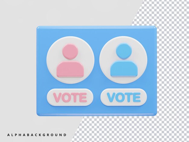 PSD ilustración del icono del voto en 3d