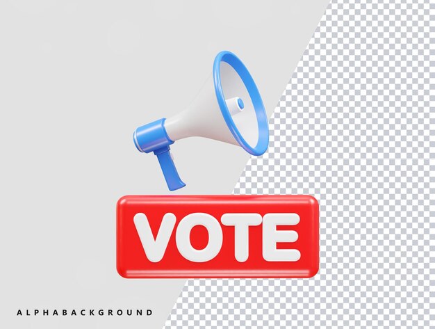 PSD ilustración del icono del voto en 3d