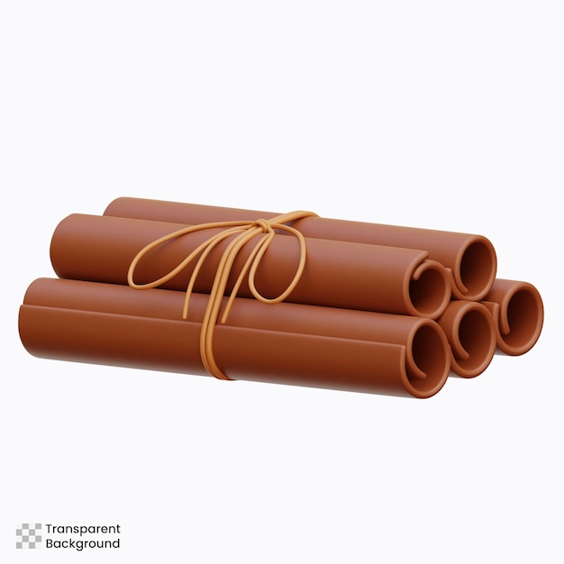 Ilustración de los íconos 3D de la canela