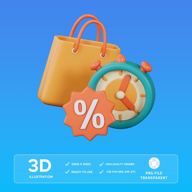 Ilustración de íconos 3D con descuento