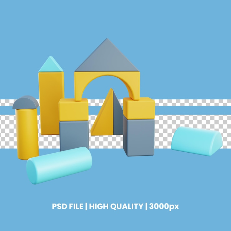PSD ilustración de íconos 3d para webapp, etc. bloque de rompecabezas