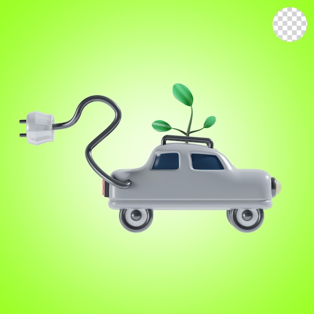 PSD ilustración de íconos de automóviles eléctricos en 3d