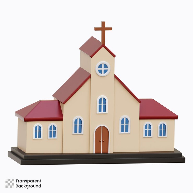 PSD ilustración de la iglesia 3d