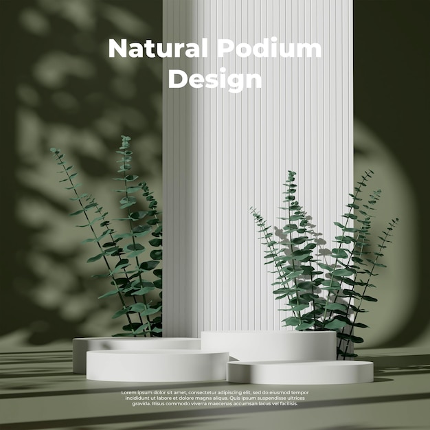 Ilustración de imagen de representación 3D de la pantalla del podio de espacio vacío para el fondo natural de la maqueta del producto