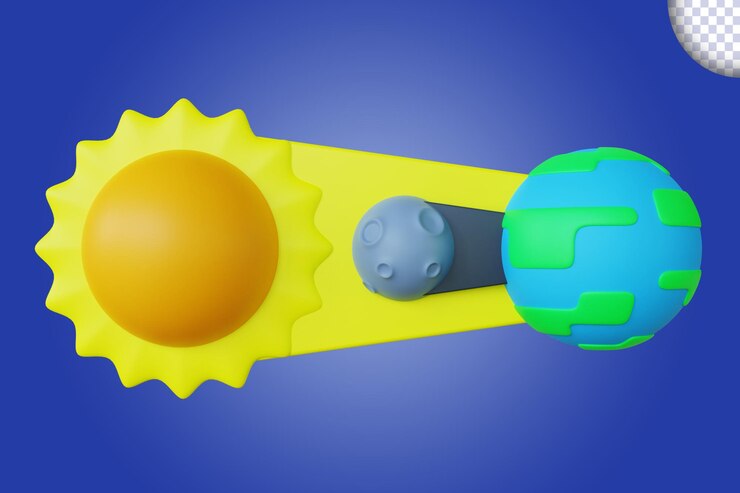 PSD ilustración infográfica del eclipse solar 3d