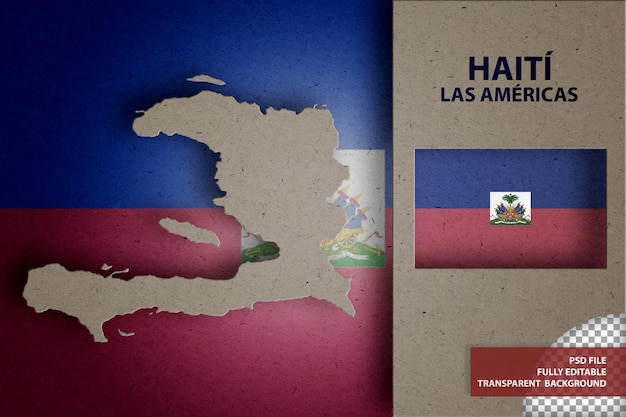 PSD ilustración infográfica del mapa y la bandera de haití