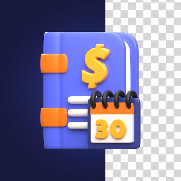 Ilustración del informe financiero mensual en 3D