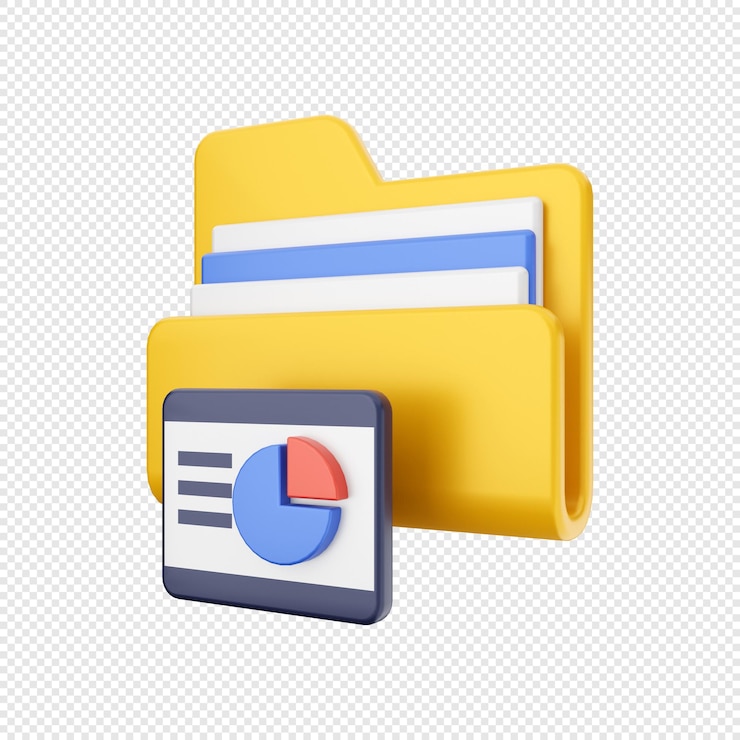 PSD ilustración de informe de gráfico de archivo de carpeta 3d