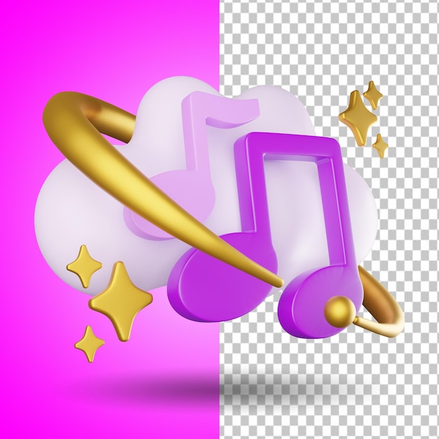 Ilustración de interfaz de usuario de icono 3D de nubes de música