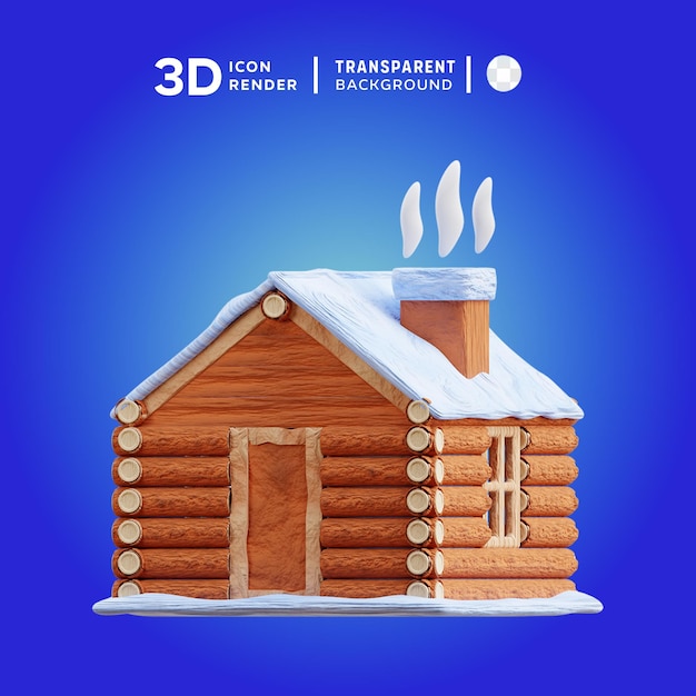 PSD ilustración de invierno de icon hut en 3d