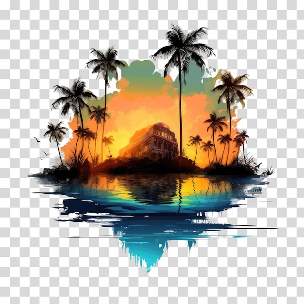 Ilustración de la isla en el fondo transparente ilustración vectorial