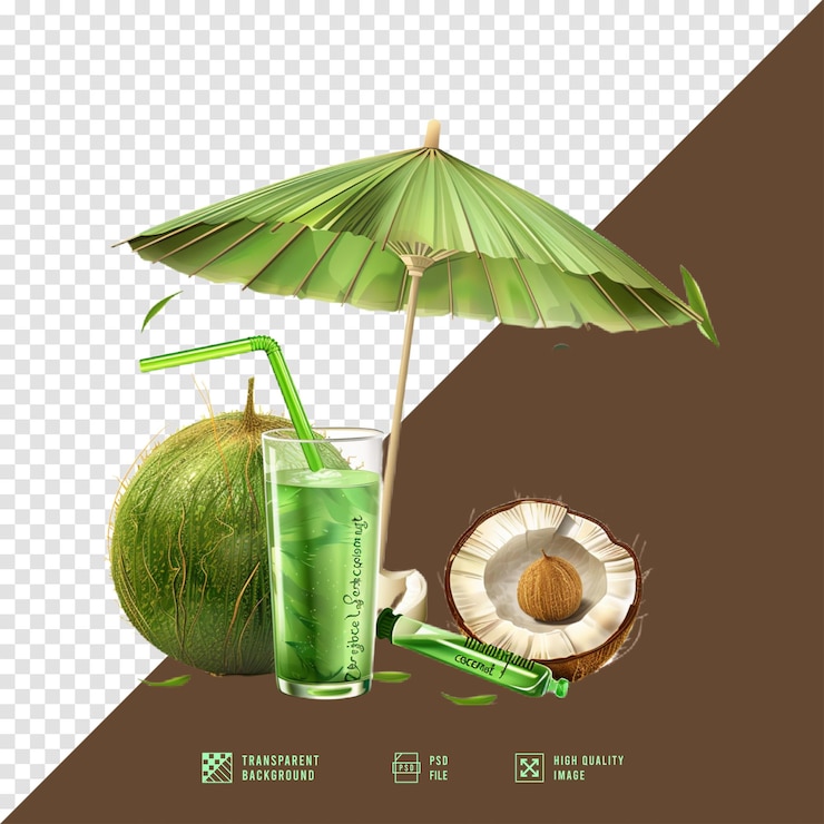 PSD ilustración de jugo de coco sin fondo calidad hd