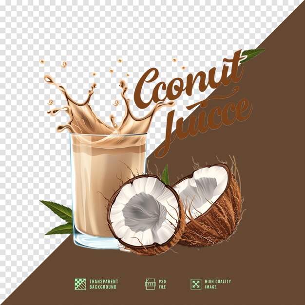 Ilustración de jugo de coco sin fondo calidad HD