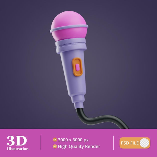 PSD ilustración de karaoke para la fiesta de cumpleaños 3d