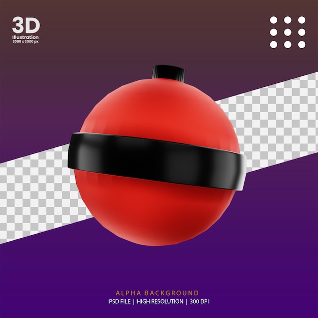 PSD ilustración de lámpara roja de renderizado 3d