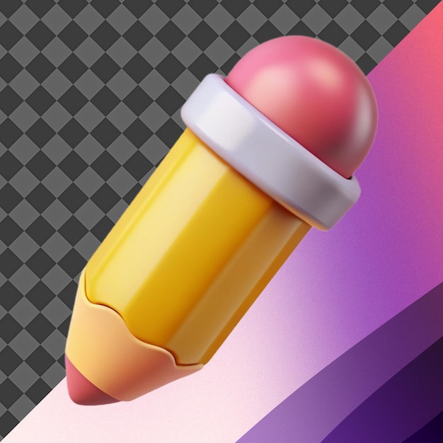 Ilustración en lápiz 3D borrador rosado amarillo