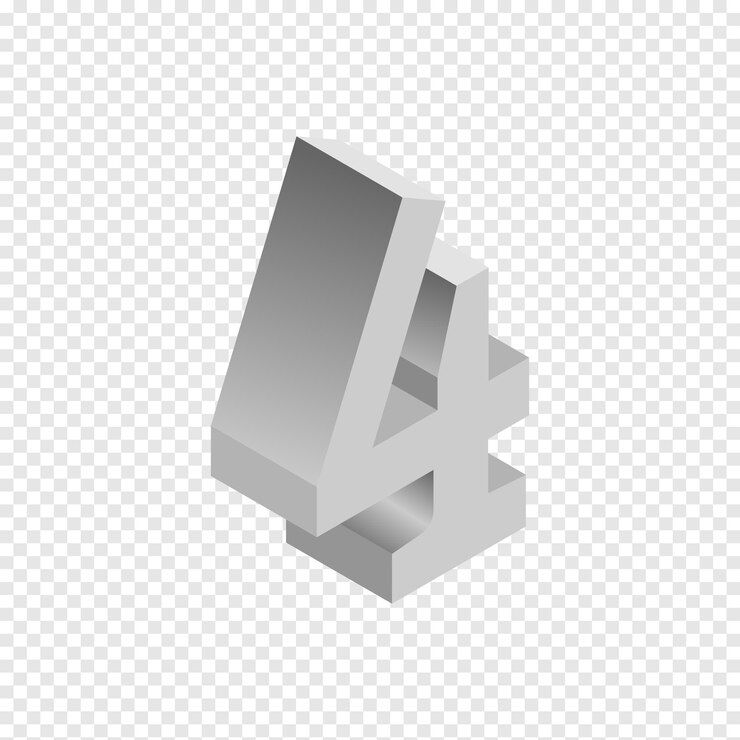 PSD ilustración de letras isométricas del número 4d con fondo transparente